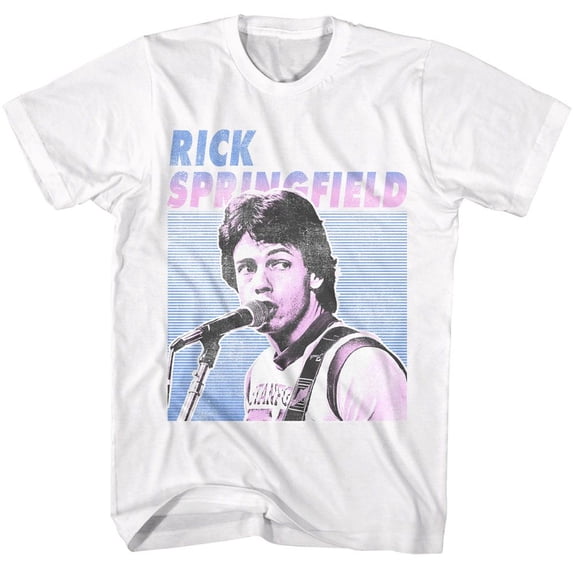 Rick Springfield Singing Photo White Adult S/S Tshirt 5Xl
