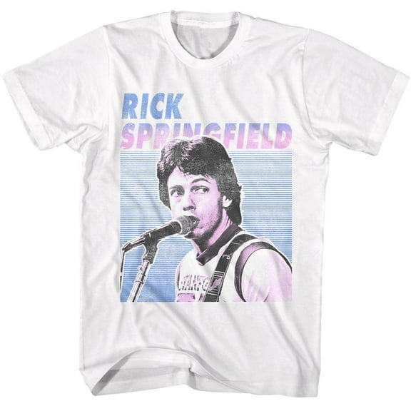 Rick Springfield Singing Photo White Adult S/S Tshirt S