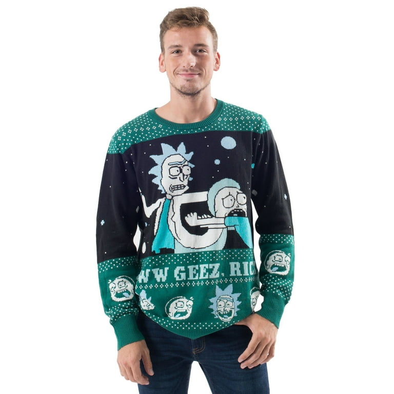 Rick and Morty Alien Aww Geez Rick Christmas Sweater Walmart