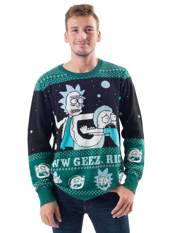 Rick and Morty Alien Aww Geez Rick Christmas Sweater