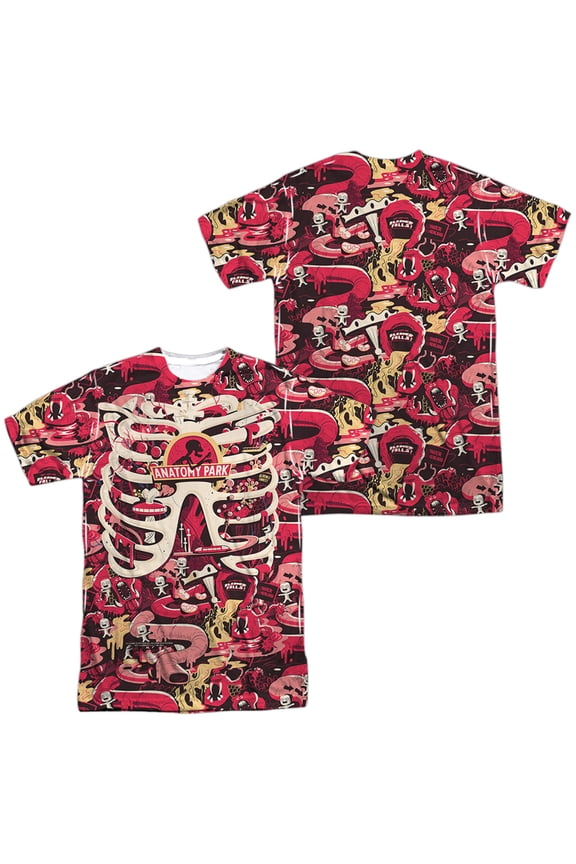 Rick and Morty Anatomy Park (Front/Back Print) Unisex Adult Sublimated T Shirt, Multi, Small