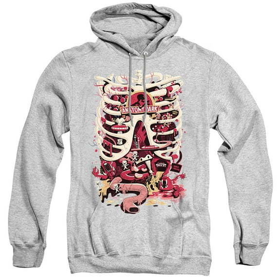 Rick and Morty Anatomy Park Logo Unisex Adult Pull-Over Hoodie, Athletic Heather, 3X-Large