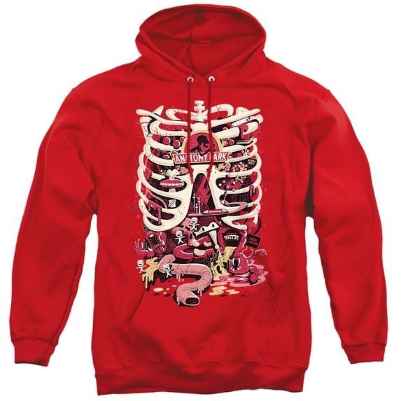 Rick and Morty Anatomy Park Logo Unisex Adult Pull-Over Hoodie, Red, 3X-Large