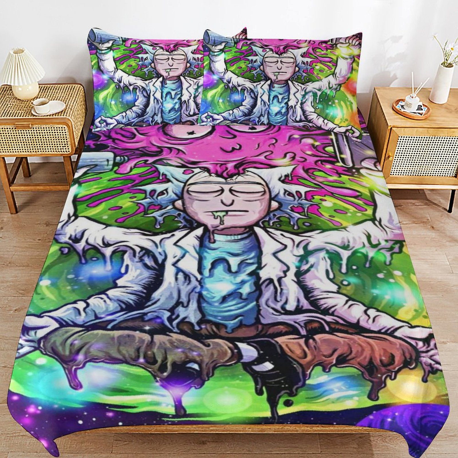 Rick and Morty Bedding Sets Cute Bed Cover Anime Cartoon 3D Printed