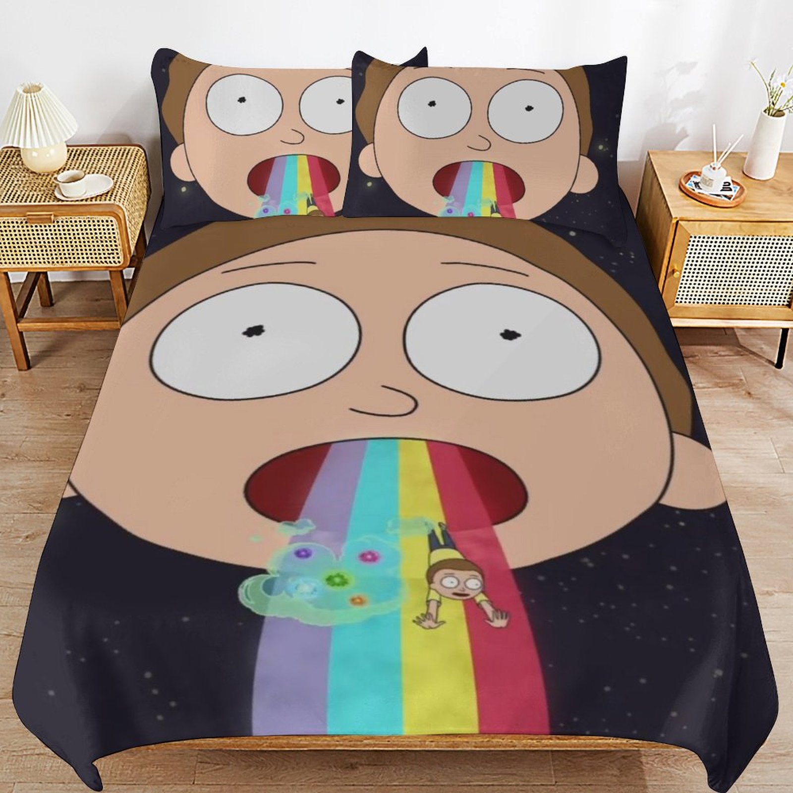 Rick and Morty Bedding Sets Cute Bed Cover Anime Cartoon 3D Printed