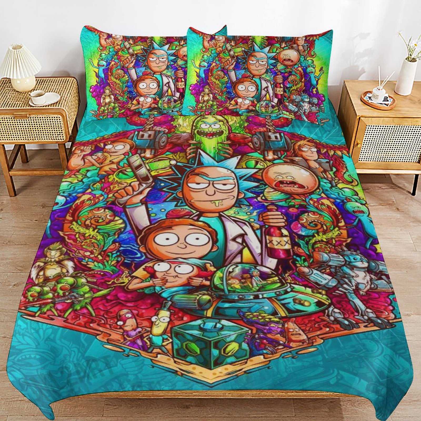 Rick and Morty Bedding Sets Cute Bed Cover Anime Cartoon 3D Printed