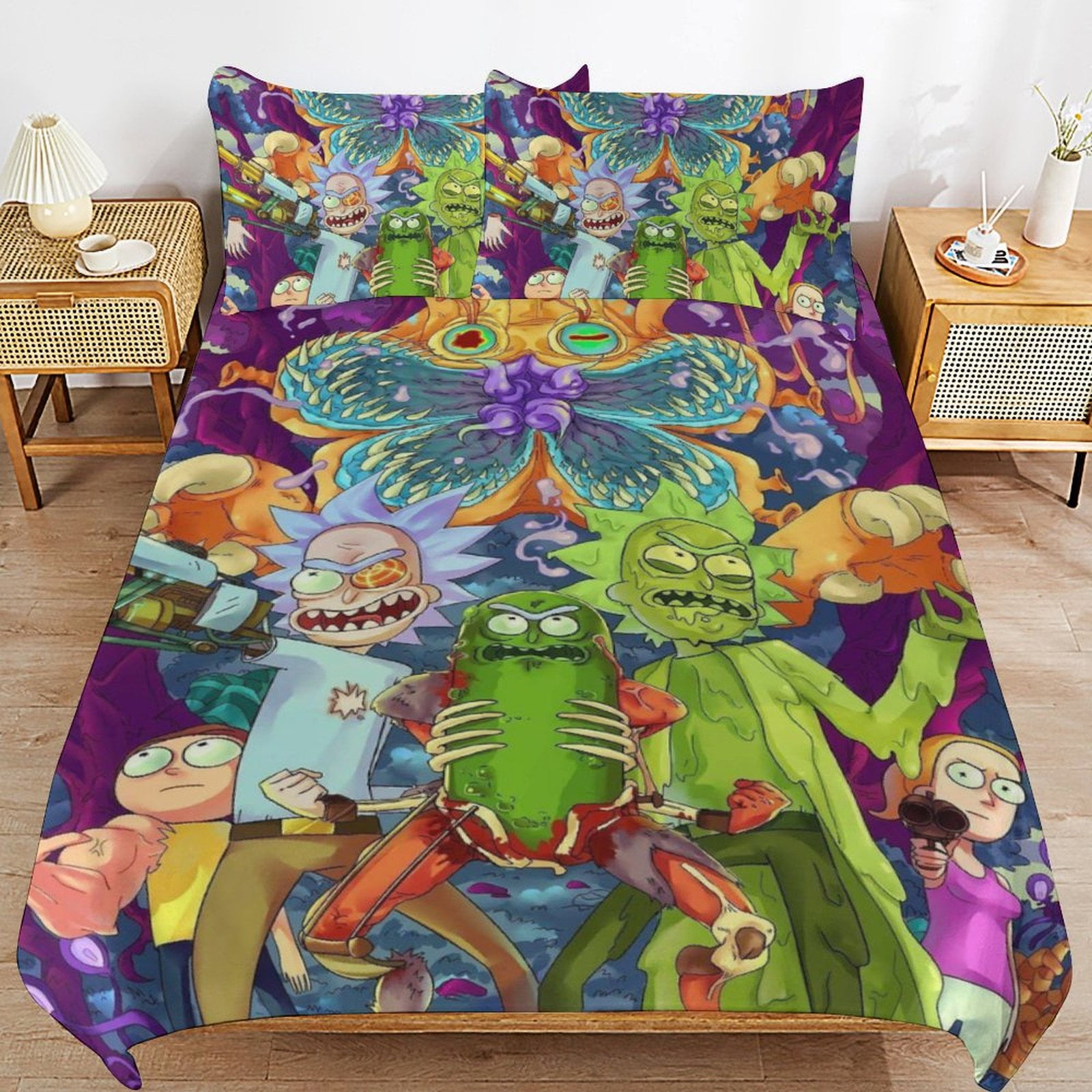 Rick and Morty Bedding Sets Cute Bed Cover Anime Cartoon 3D Printed