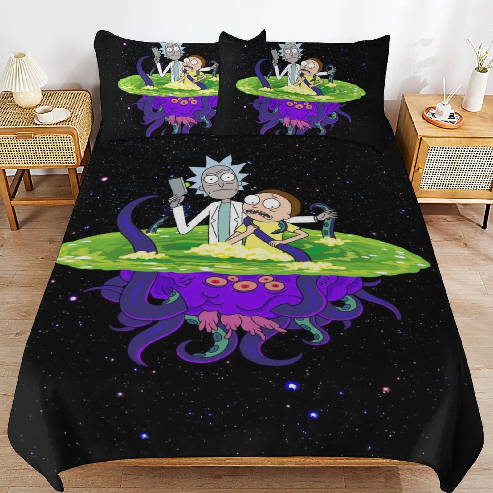 Rick and Morty Bedding Sets Cute Bed Cover Anime Cartoon 3D Printed