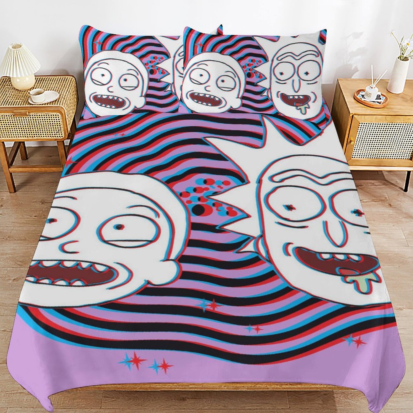Rick and Morty Bedding Sets Cute Bed Cover Anime Cartoon 3D Printed