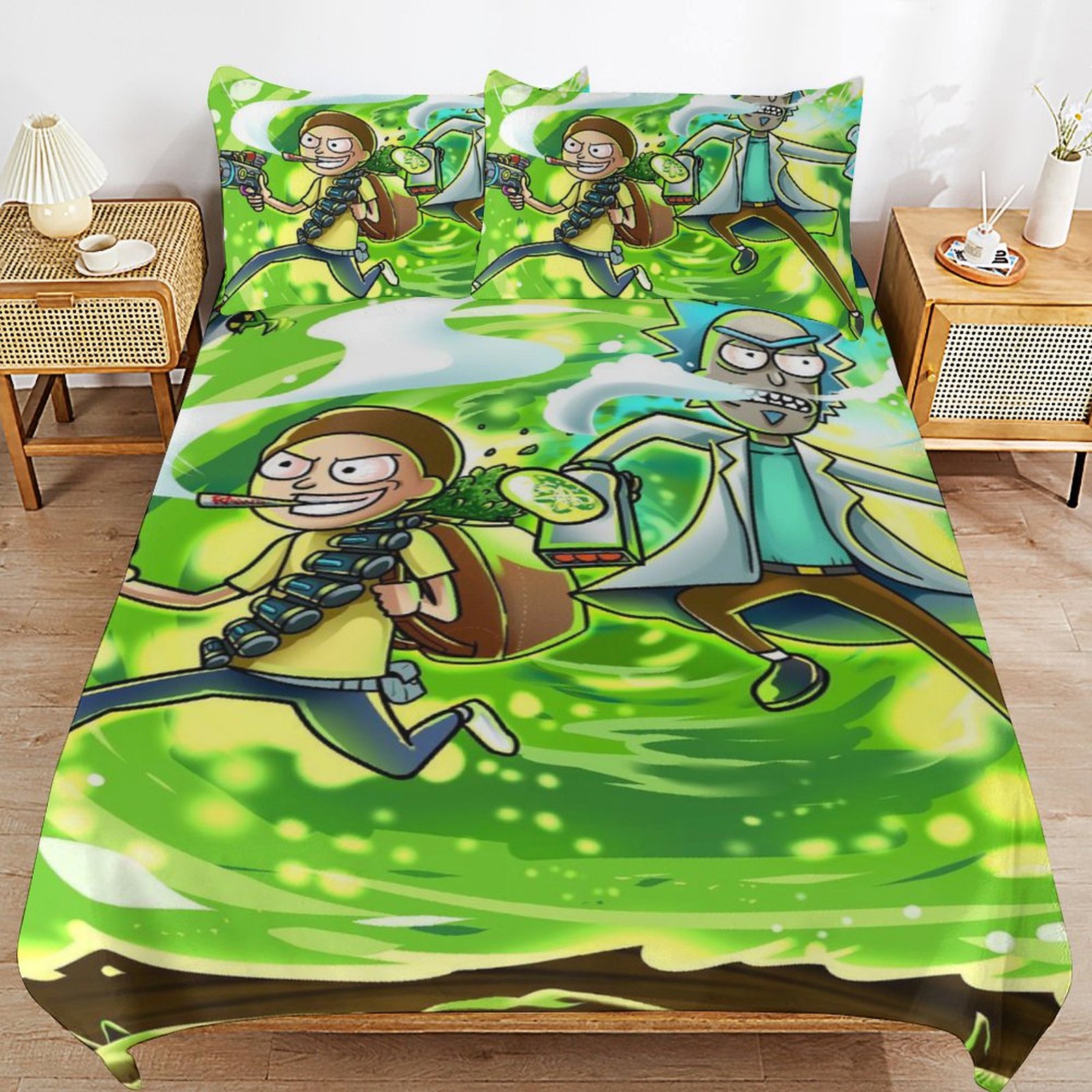 Rick and Morty Bedding Sets Cute Bed Cover Anime Cartoon 3D Printed