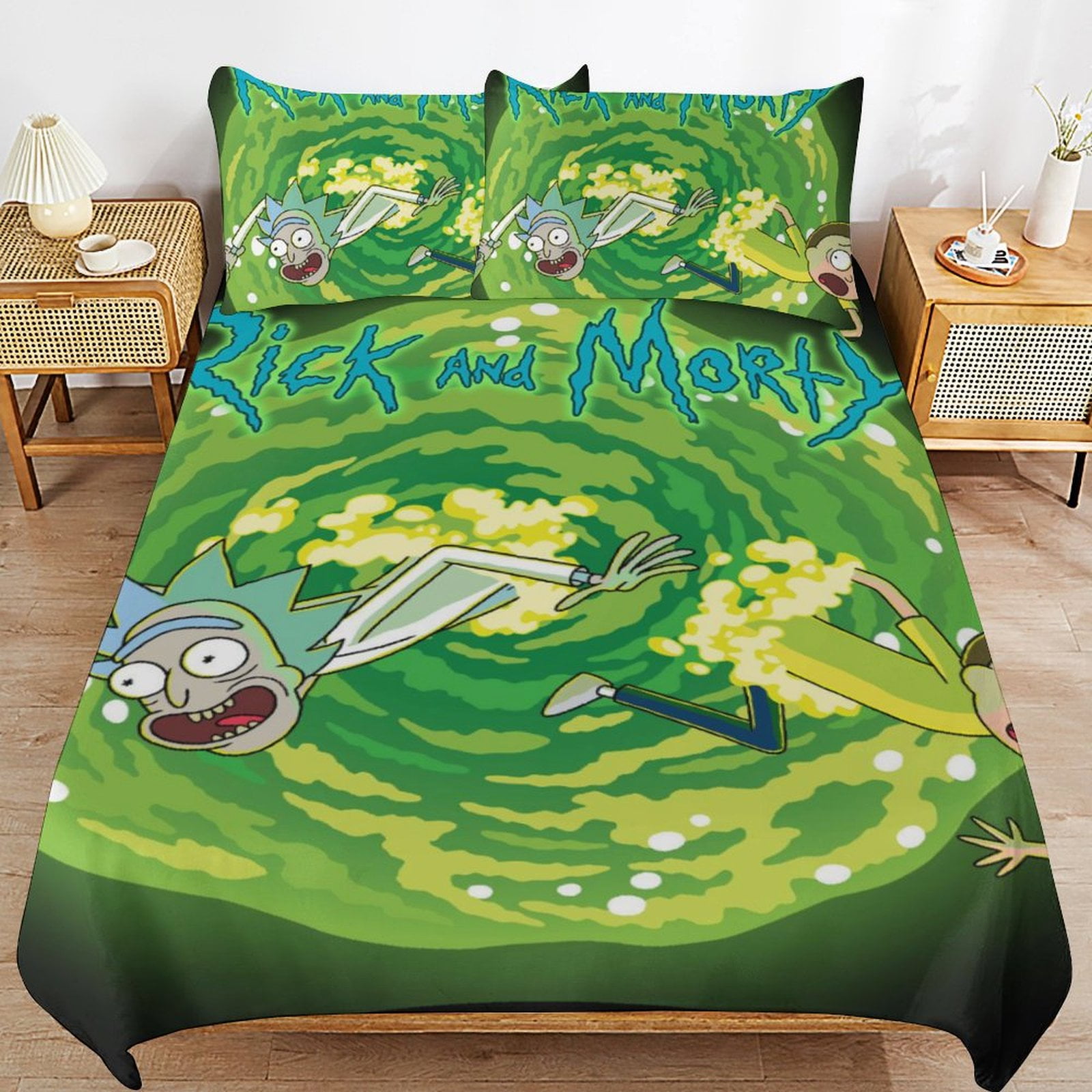 Rick and Morty Bedding Sets Cute Bed Cover Anime Cartoon 3D Printed Lightweight Room Decor Sets