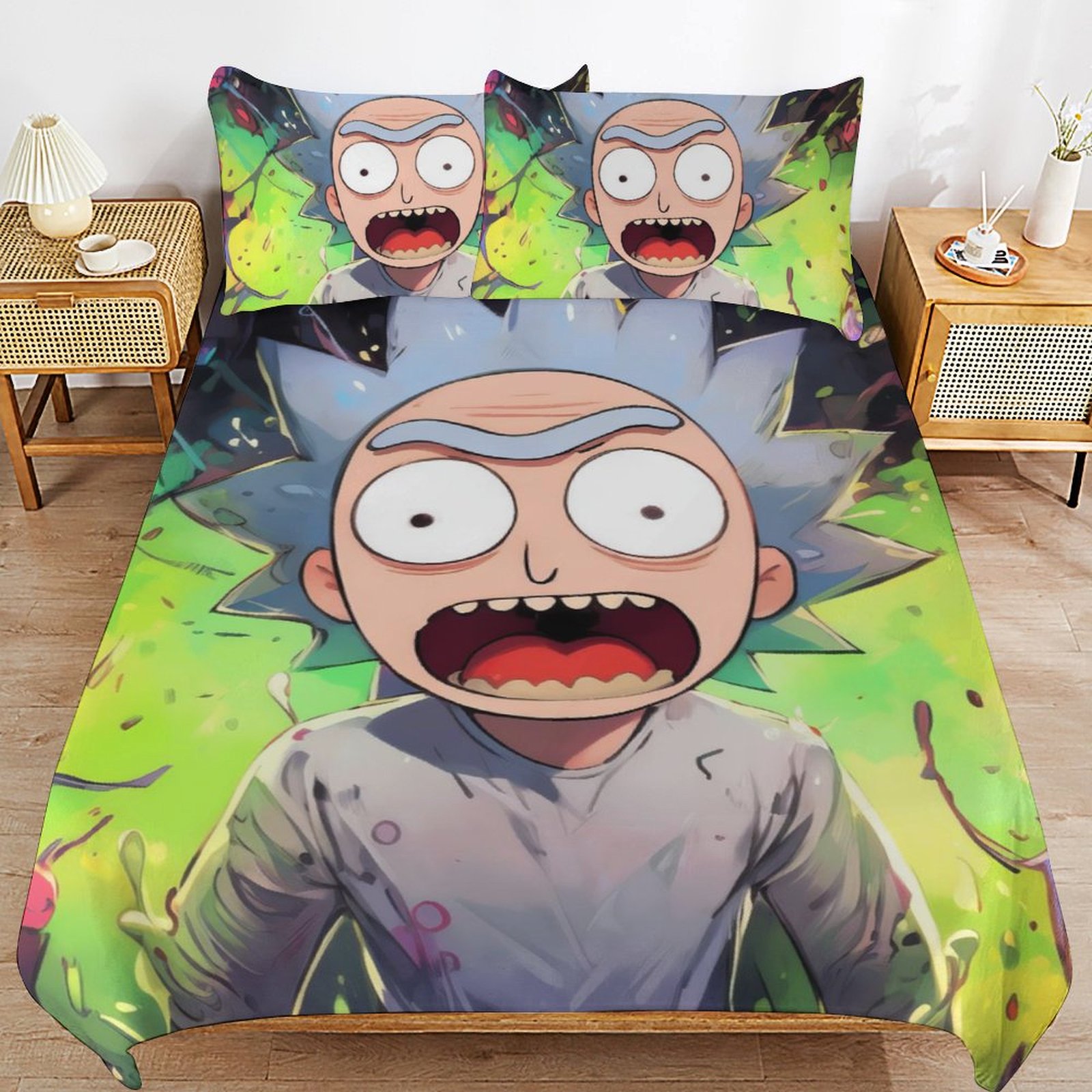 Rick and Morty Bedding Sets Cute Bed Cover Anime Cartoon 3D Printed