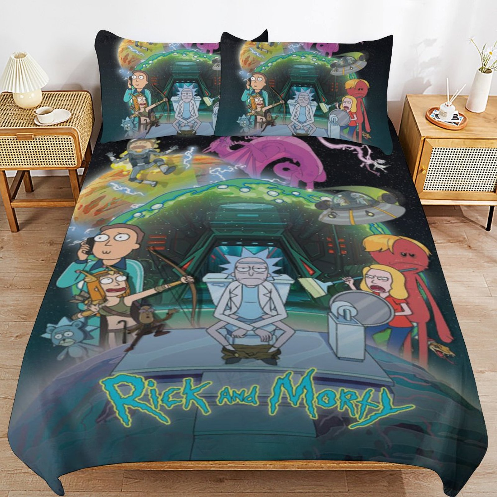 Rick and Morty Bedding Sets Cute Bed Cover Anime Cartoon 3D Printed