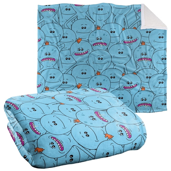 Rick and Morty Blanket, 50"x60", Meeseeks Crowd Silky Touch Sherpa Back Super Soft Throw Blanket