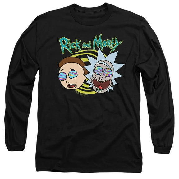 Rick and Morty Blown Minds Unisex Adult Long-Sleeve T Shirt, Black, Large