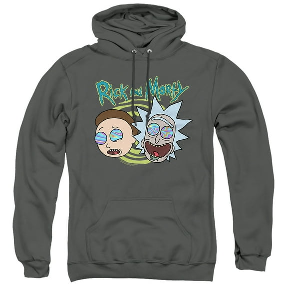 Rick and Morty Blown Minds Unisex Adult Pull-Over Hoodie, Charcoal, 3X-Large