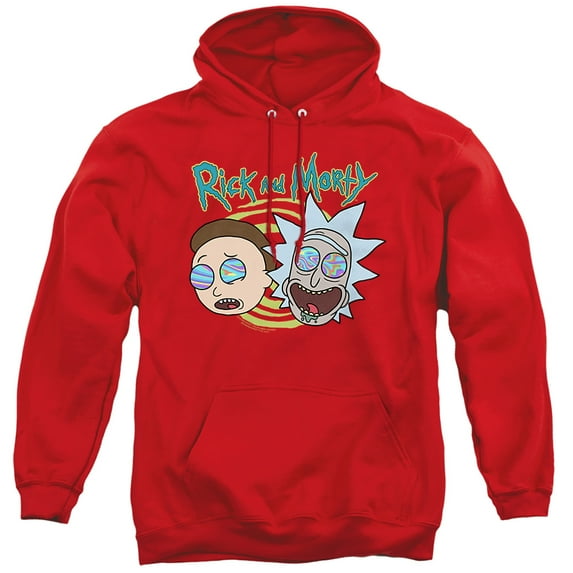 Rick and Morty Blown Minds Unisex Adult Pull-Over Hoodie, Red, Large