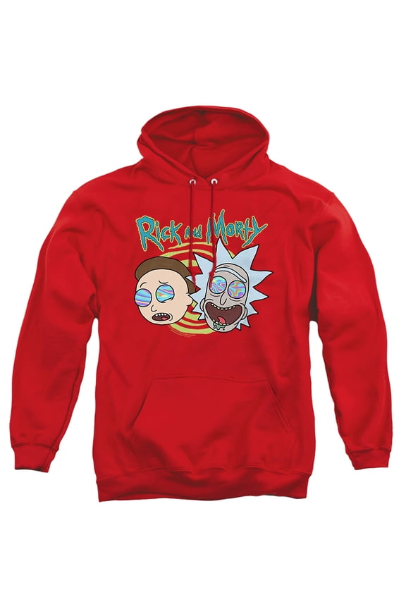 Rick and Morty Blown Minds Unisex Adult Pull-Over Hoodie, Red, Small