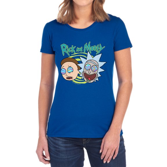 Rick and Morty Blown Minds Women's T Shirt, Royal, Large