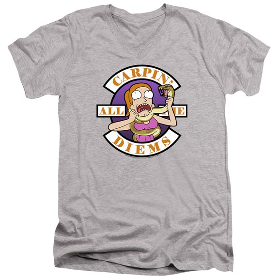 Rick and Morty Carp En All Them Diems Unisex Adult V-Neck T Shirt, Carp En All Them Diems, Small