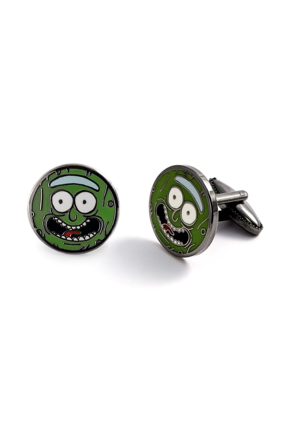 Cufflinks, Pickle Rick Tie Clip, Retro Mens Jewelry Cuff-Links, Groomsman Tie Bar, Groomsmen Wedding Gifts