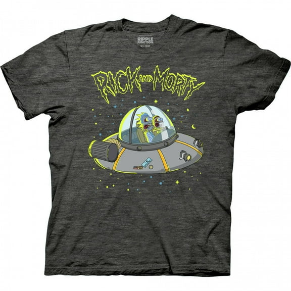 Rick and Morty Distorted Faces in Space Ship T-Shirt-Small