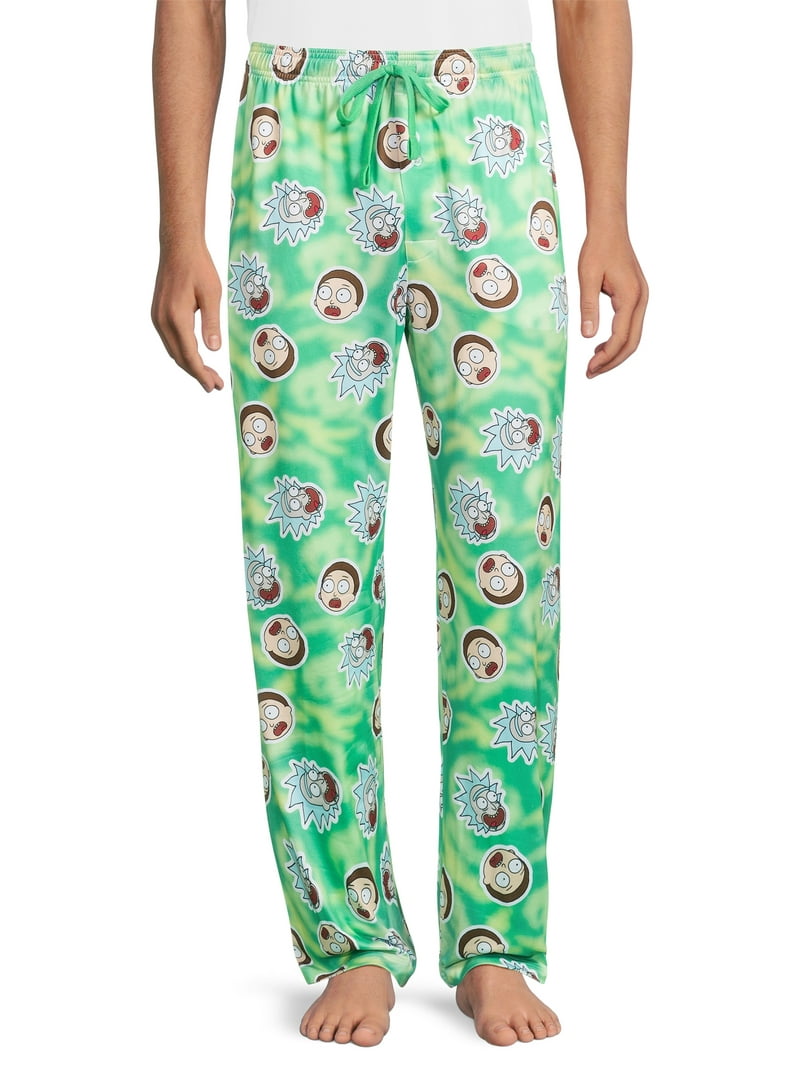 Rick and Morty Men's Pajama Lounge Sleep Pants, Size M, Green