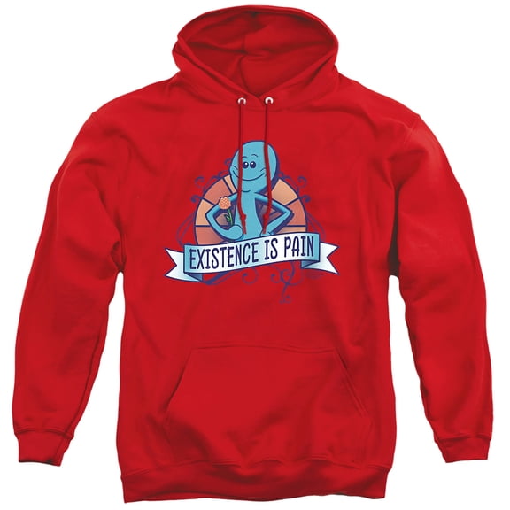 Rick and Morty Existence Is Pain Unisex Adult Pull-Over Hoodie, Red, X-Large