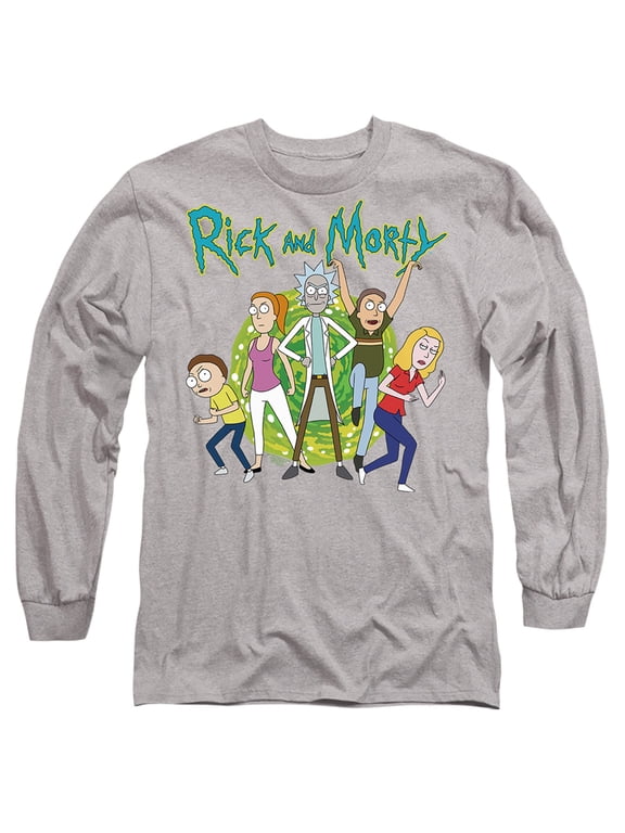 Rick and Morty Family Fights Together Unisex Adult Long-Sleeve T Shirt, Family Fights Together, X-Large