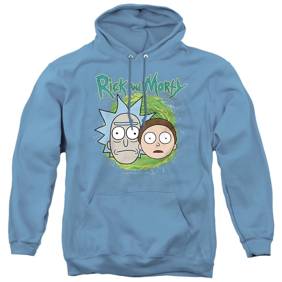 Rick and Morty Floating Heads Unisex Adult Pull-Over Hoodie, Carolina Blue, Large