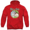 thumbnail image 1 of Rick and Morty Floating Heads Unisex Adult Pull-Over Hoodie, Red, Medium, 1 of 5