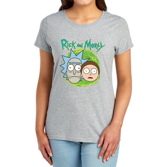 Rick and Morty Floating Heads Women's T Shirt, Athletic Heather, Small