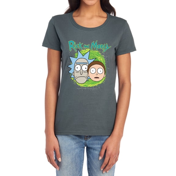 Rick and Morty Floating Heads Women's T Shirt, Charcoal, Small