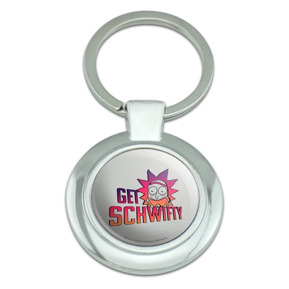 Rick and Morty Get Schwifty Keychain Classy Round Chrome Plated Metal
