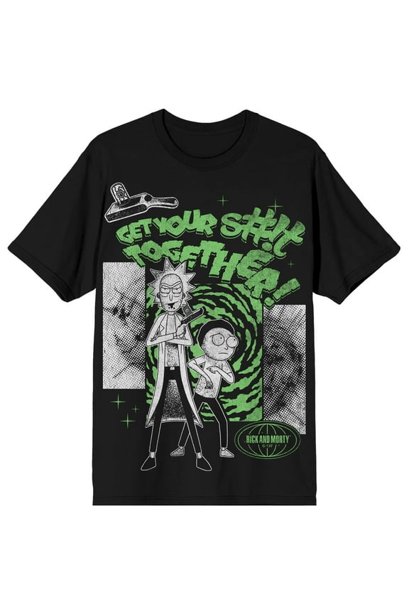 Rick and Morty Get Your S#!t Together Men's Black Short Sleeve Tee-Large