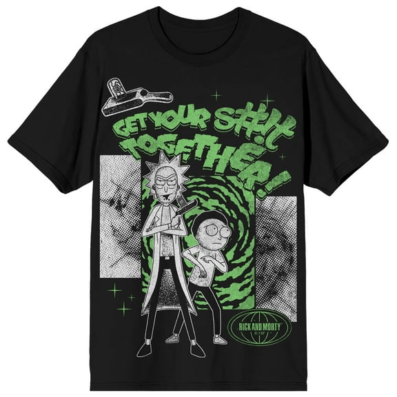 Rick and Morty Get Your S#!t Together Men's Black Short Sleeve Tee-Medium