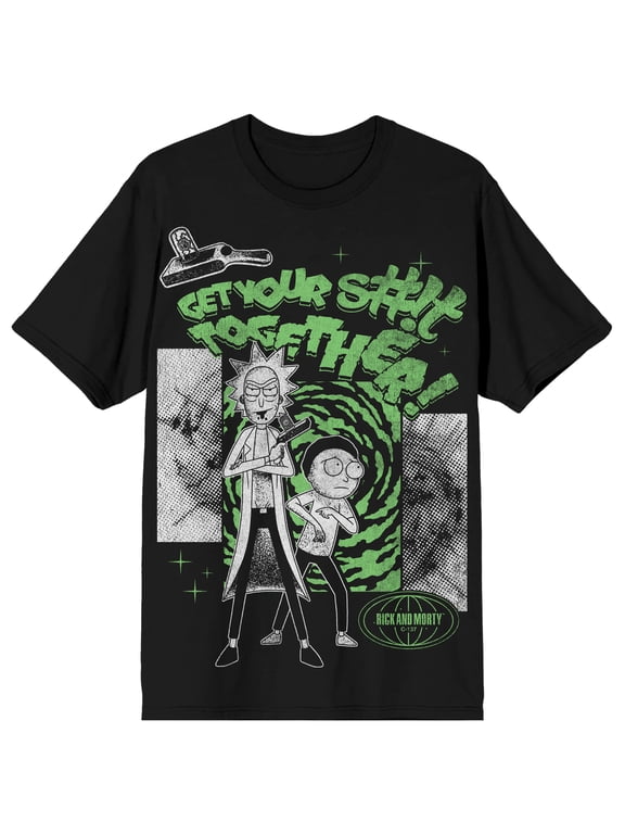 Rick and Morty Get Your S#!t Together Men's Black Short Sleeve Tee-Medium