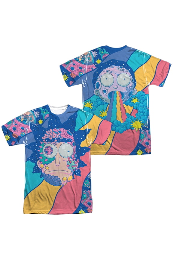 Rick and Morty Goodbye (Front/Back Print) Unisex Adult Sublimated T Shirt, Multi, Medium