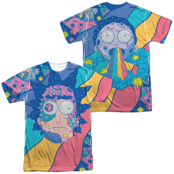 Rick and Morty Goodbye (Front/Back Print) Unisex Adult Sublimated T Shirt, Multi, X-Large