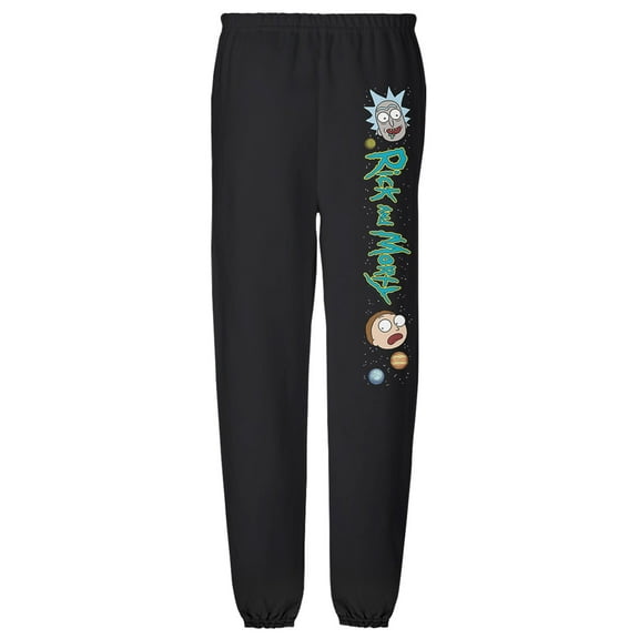 Rick and Morty Heads in The Stars Unisex Jogger Sweatpants with Pockets for Men and Women, Black, 2X-Large
