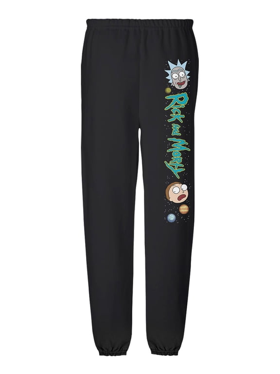 Rick and Morty Heads in The Stars Unisex Jogger Sweatpants with Pockets for Men and Women, Black, Large