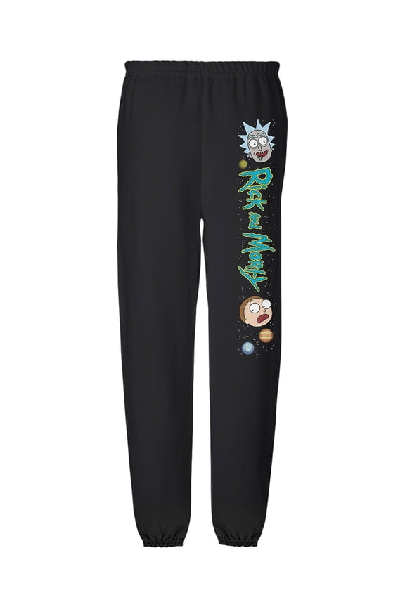 Rick and Morty Heads in The Stars Unisex Jogger Sweatpants with Pockets for Men and Women, Black, Medium
