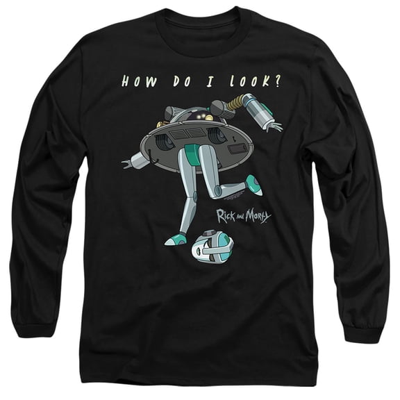 Rick and Morty How Do I Look? Unisex Adult Long-Sleeve T Shirt, How Do I Look?, Medium