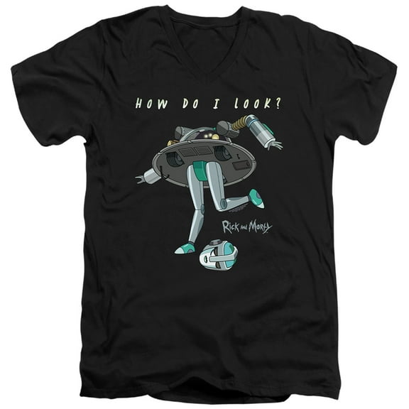 Rick and Morty How Do I Look? Unisex Adult V-Neck T Shirt, How Do I Look?, Large