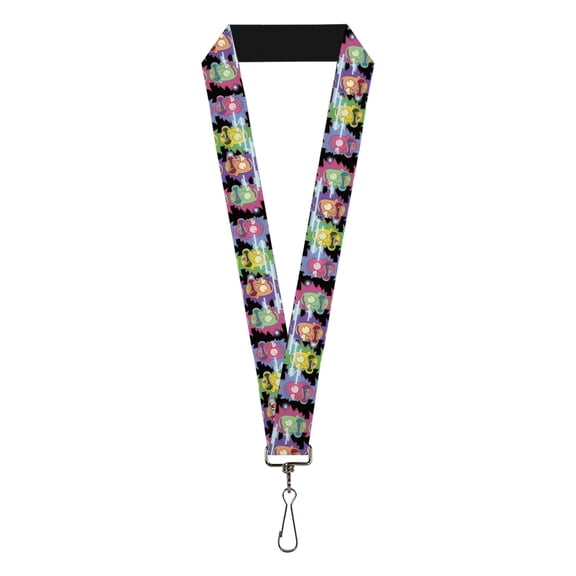 Rick and Morty Lanyard, Rick Sanchez Screaming Face Black Multi Color, Elastic