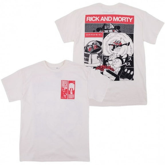 Rick and Morty Manga Zine Front  and  Back Print T-Shirt-Small