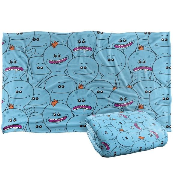 Rick and Morty Meeseeks Crowd Silky Touch Super Soft Throw Blanket 36' x 58',Multi