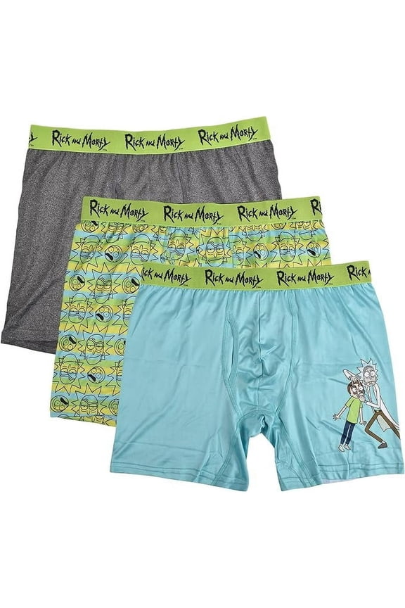 Rick and Morty Men's 3-Pack Multicolor Boxer Briefs Medium