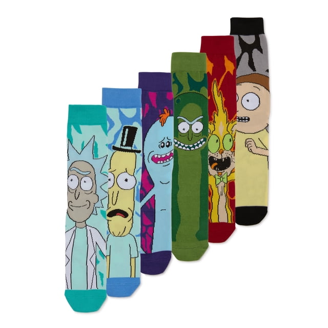 Rick & Morty Mens Crew Socks, 6-Pack
