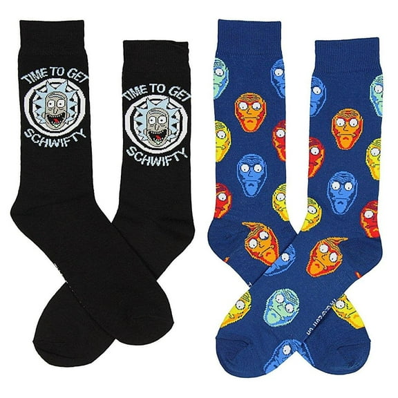 Rick and Morty Men's Crew Socks, Time To Get Schwifty 2-Pack
